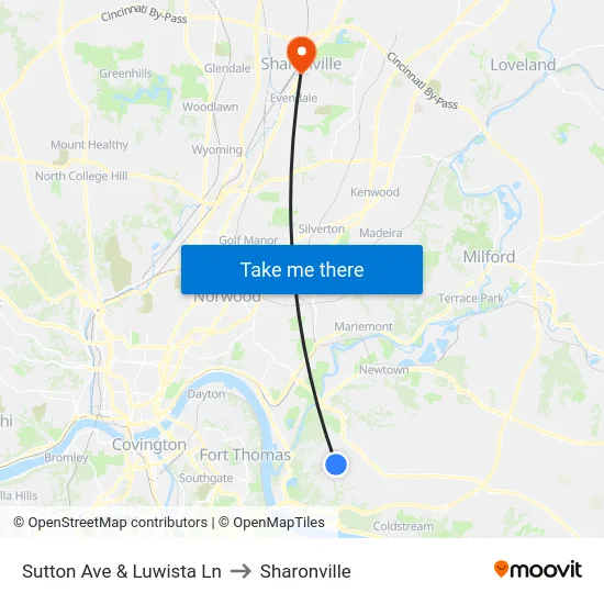 Sutton Ave & Luwista Ln to Sharonville map