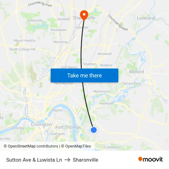 Sutton Ave & Luwista Ln to Sharonville map