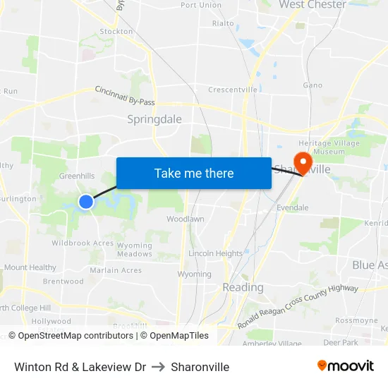 Winton Rd & Lakeview Dr to Sharonville map