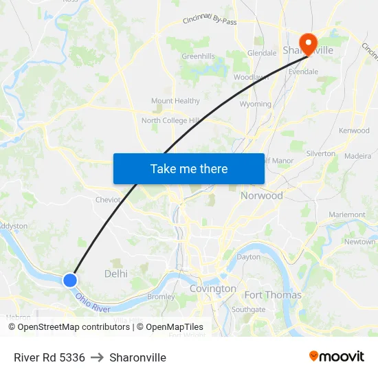 River Rd 5336 to Sharonville map