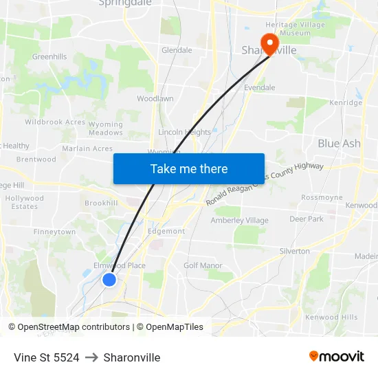 Vine St 5524 to Sharonville map