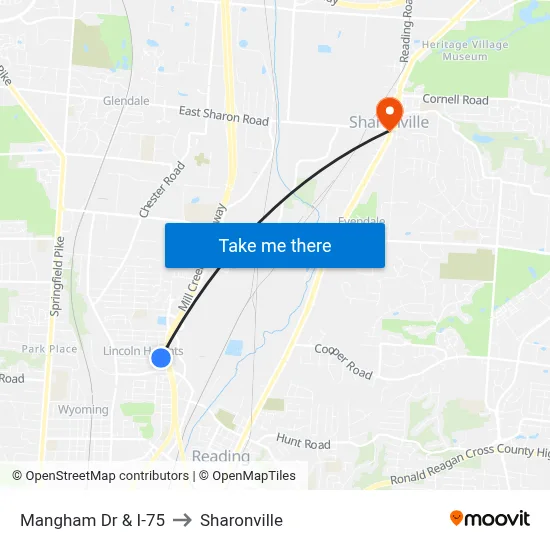 Mangham Dr & I-75 to Sharonville map