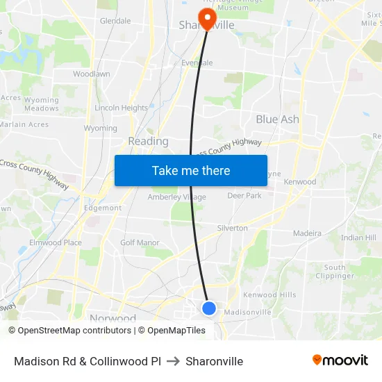 Madison Rd & Collinwood Pl to Sharonville map