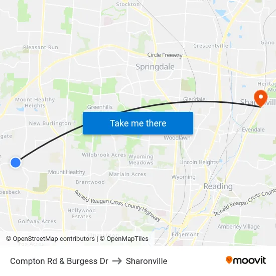 Compton Rd & Burgess Dr to Sharonville map