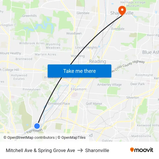 Mitchell Ave & Spring Grove Ave to Sharonville map