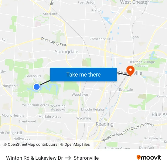Winton Rd & Lakeview Dr to Sharonville map