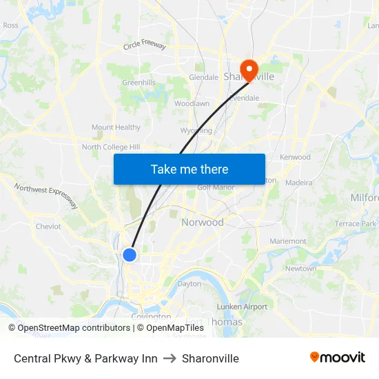 Central Pkwy & Parkway Inn to Sharonville map