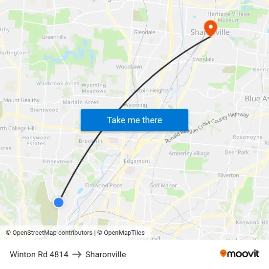 Winton Rd 4814 to Sharonville map