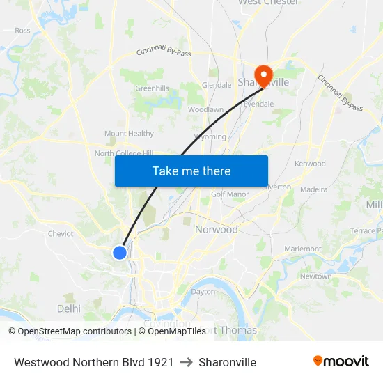 Westwood Northern Blvd 1921 to Sharonville map