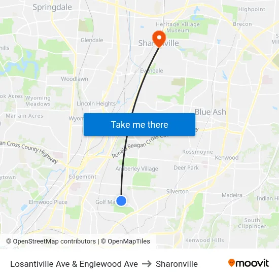 Losantiville Ave & Englewood Ave to Sharonville map