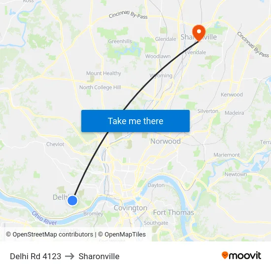 Delhi Rd 4123 to Sharonville map