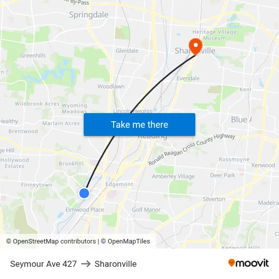 Seymour Ave 427 to Sharonville map