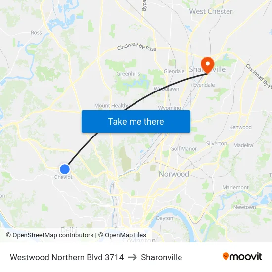 Westwood Northern Blvd 3714 to Sharonville map