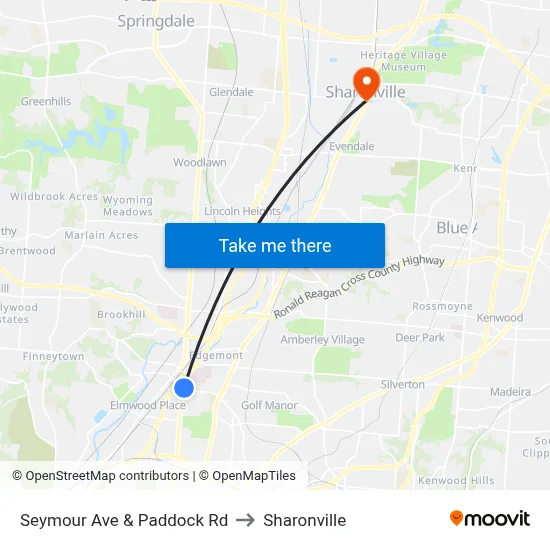 Seymour Ave & Paddock Rd to Sharonville map