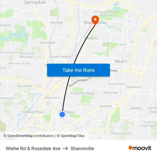 Wiehe Rd & Rosedale Ave to Sharonville map