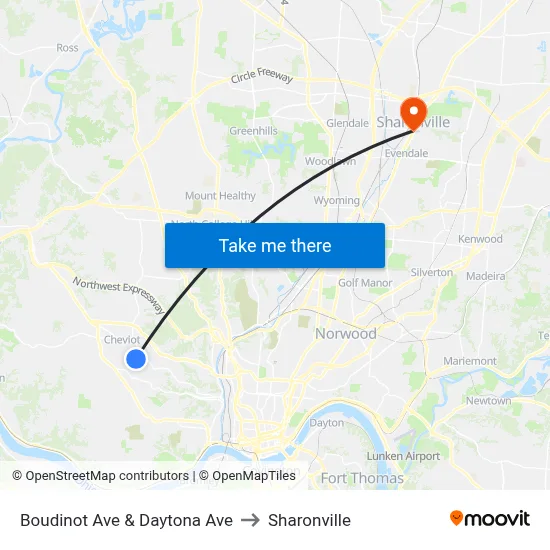 Boudinot Ave & Daytona Ave to Sharonville map