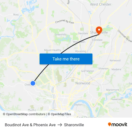 Boudinot Ave & Phoenix Ave to Sharonville map
