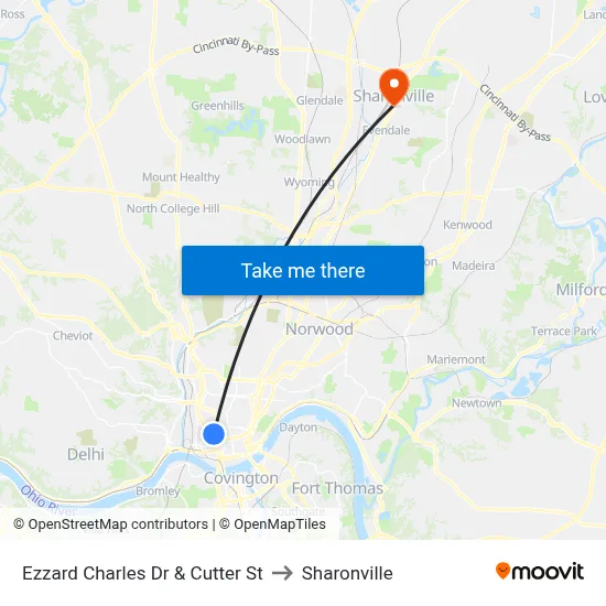 Ezzard Charles Dr & Cutter St to Sharonville map