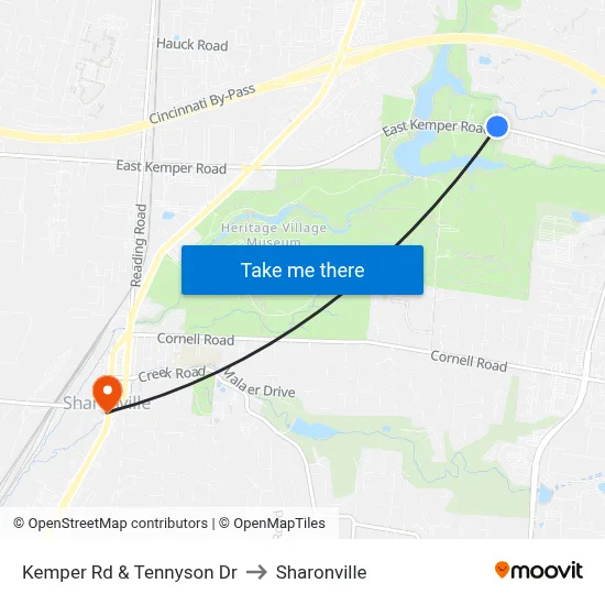 Kemper Rd & Tennyson Dr to Sharonville map