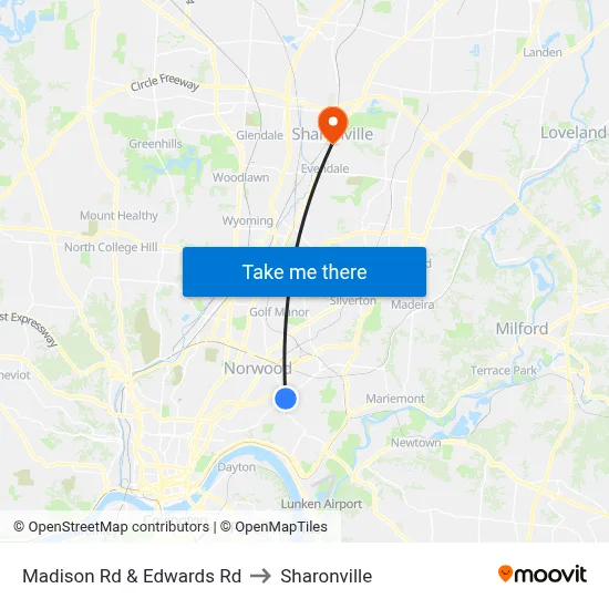 Madison Rd & Edwards Rd to Sharonville map