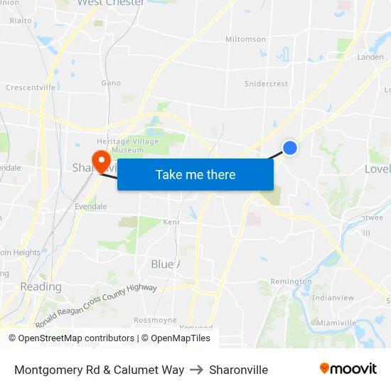 Montgomery Rd & Calumet Way to Sharonville map