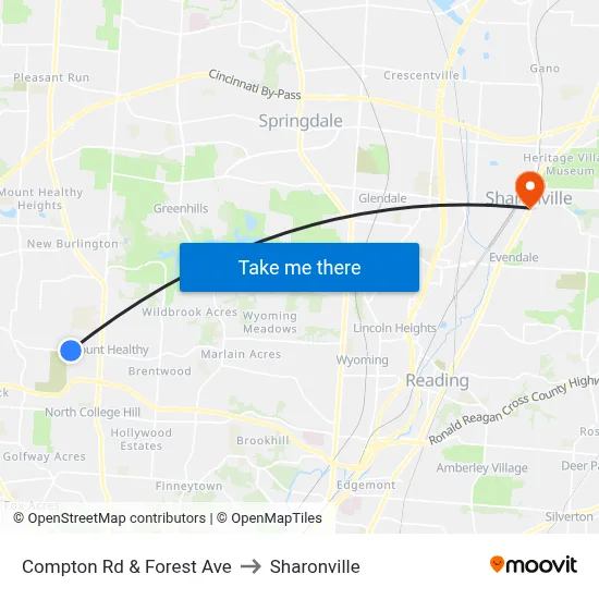 Compton Rd & Forest Ave to Sharonville map