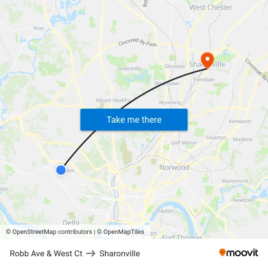 Robb Ave & West Ct to Sharonville map