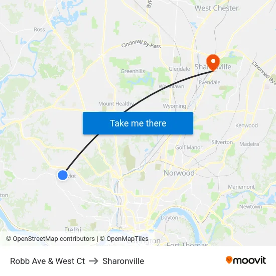 Robb Ave & West Ct to Sharonville map