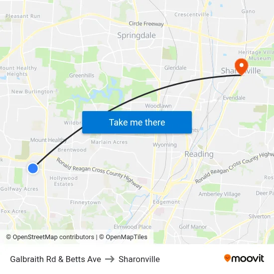Galbraith Rd & Betts Ave to Sharonville map