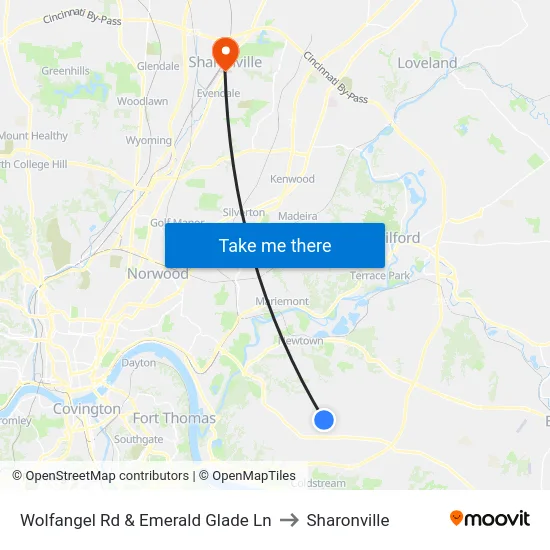 Wolfangel Rd & Emerald Glade Ln to Sharonville map