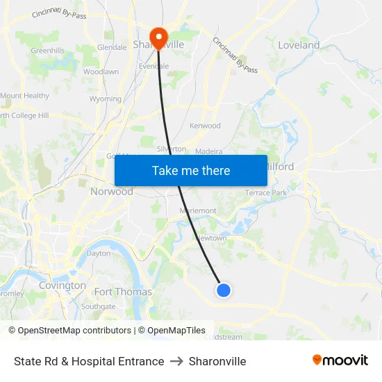 State Rd & Hospital Entrance to Sharonville map