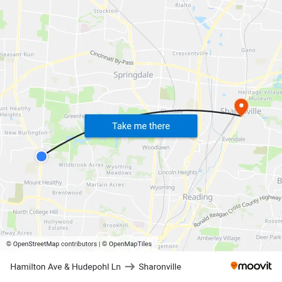 Hamilton Ave & Hudepohl Ln to Sharonville map