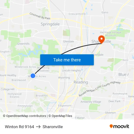 Winton Rd 9164 to Sharonville map