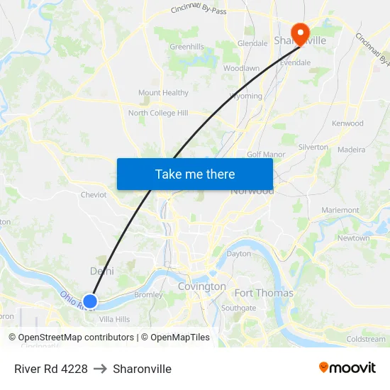 River Rd 4228 to Sharonville map