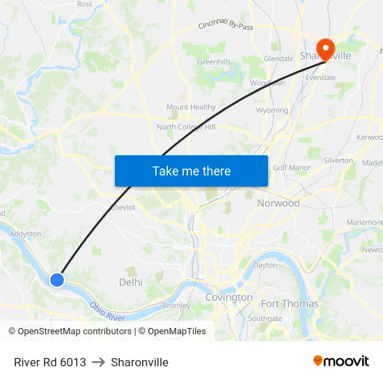 River Rd 6013 to Sharonville map