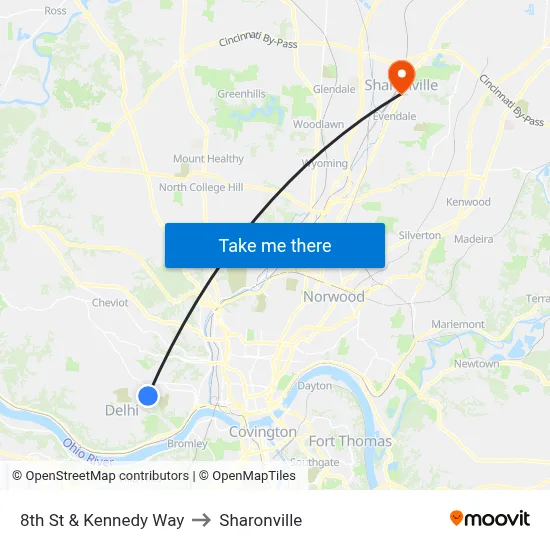 8th St & Kennedy Way to Sharonville map