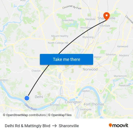 Delhi Rd & Mattingly Blvd to Sharonville map