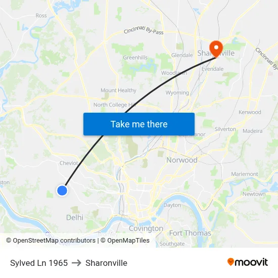 Sylved Ln 1965 to Sharonville map