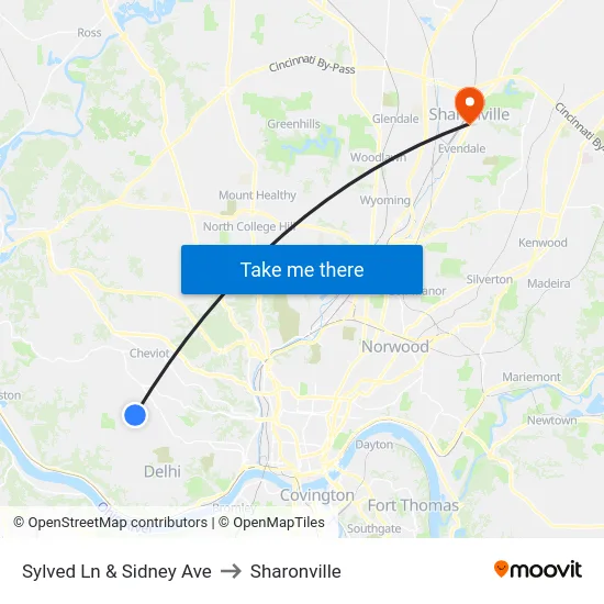 Sylved Ln & Sidney Ave to Sharonville map
