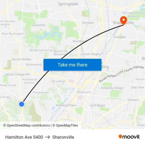 Hamilton Ave 5400 to Sharonville map