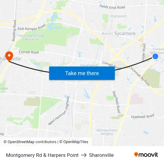 Montgomery Rd & Harpers Point to Sharonville map