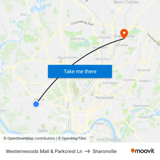 Westernwoods Mall & Parkcrest Ln to Sharonville map