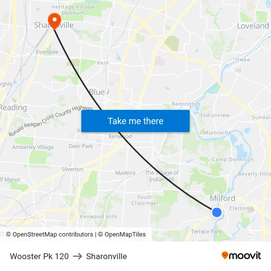 Wooster Pk 120 to Sharonville map