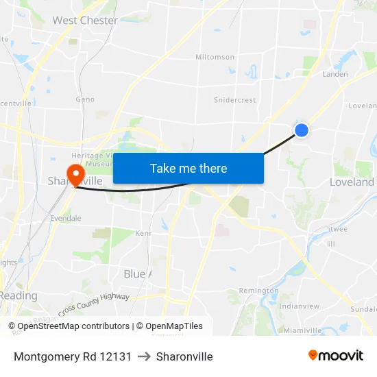 Montgomery Rd 12131 to Sharonville map