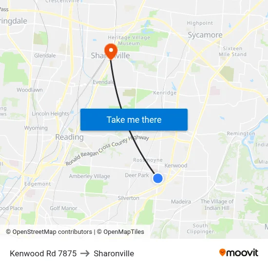 Kenwood Rd 7875 to Sharonville map