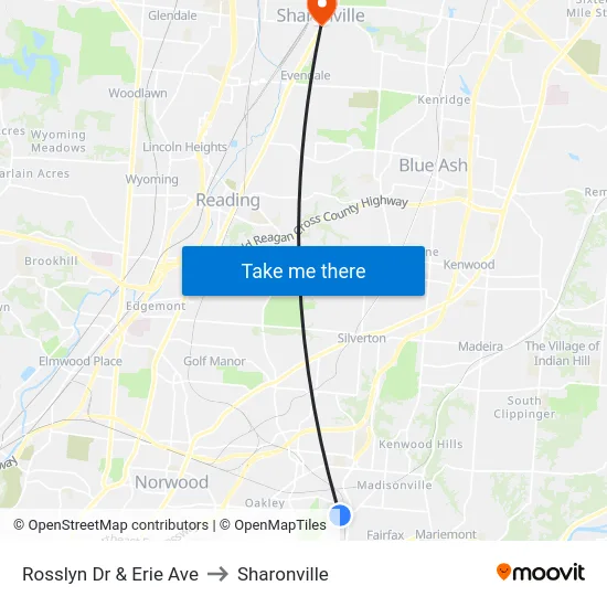Rosslyn Dr & Erie Ave to Sharonville map