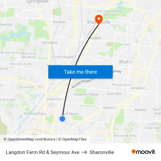 Langdon Farm Rd & Seymour Ave to Sharonville map