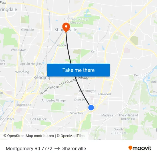 Montgomery Rd 7772 to Sharonville map