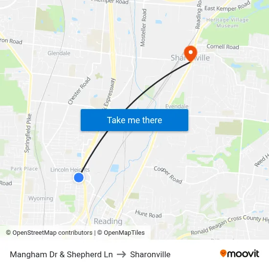 Mangham Dr & Shepherd Ln to Sharonville map