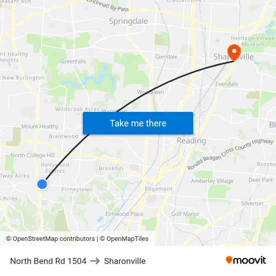 North Bend Rd 1504 to Sharonville map